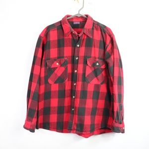 Vintage Dakota Mens XL Plaid Button Up Shirt Red